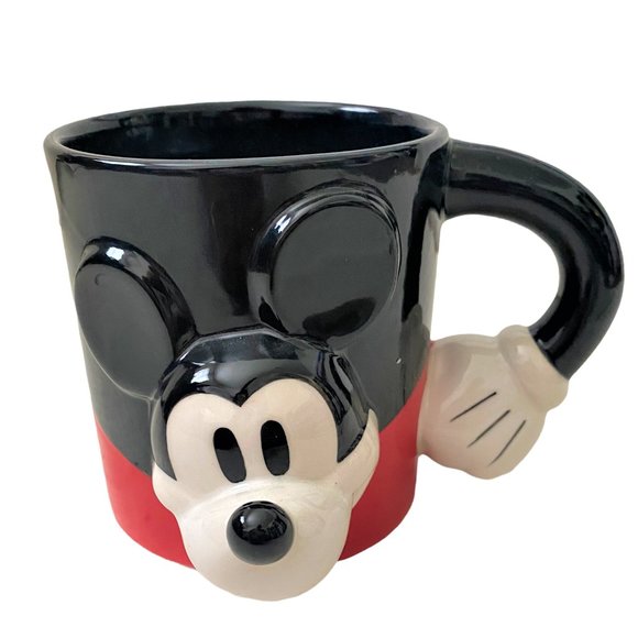 Disney Mickey Mouse Mug Coffee Tea Cup Black Red Face 3D Design NWOT - Picture 1 of 6